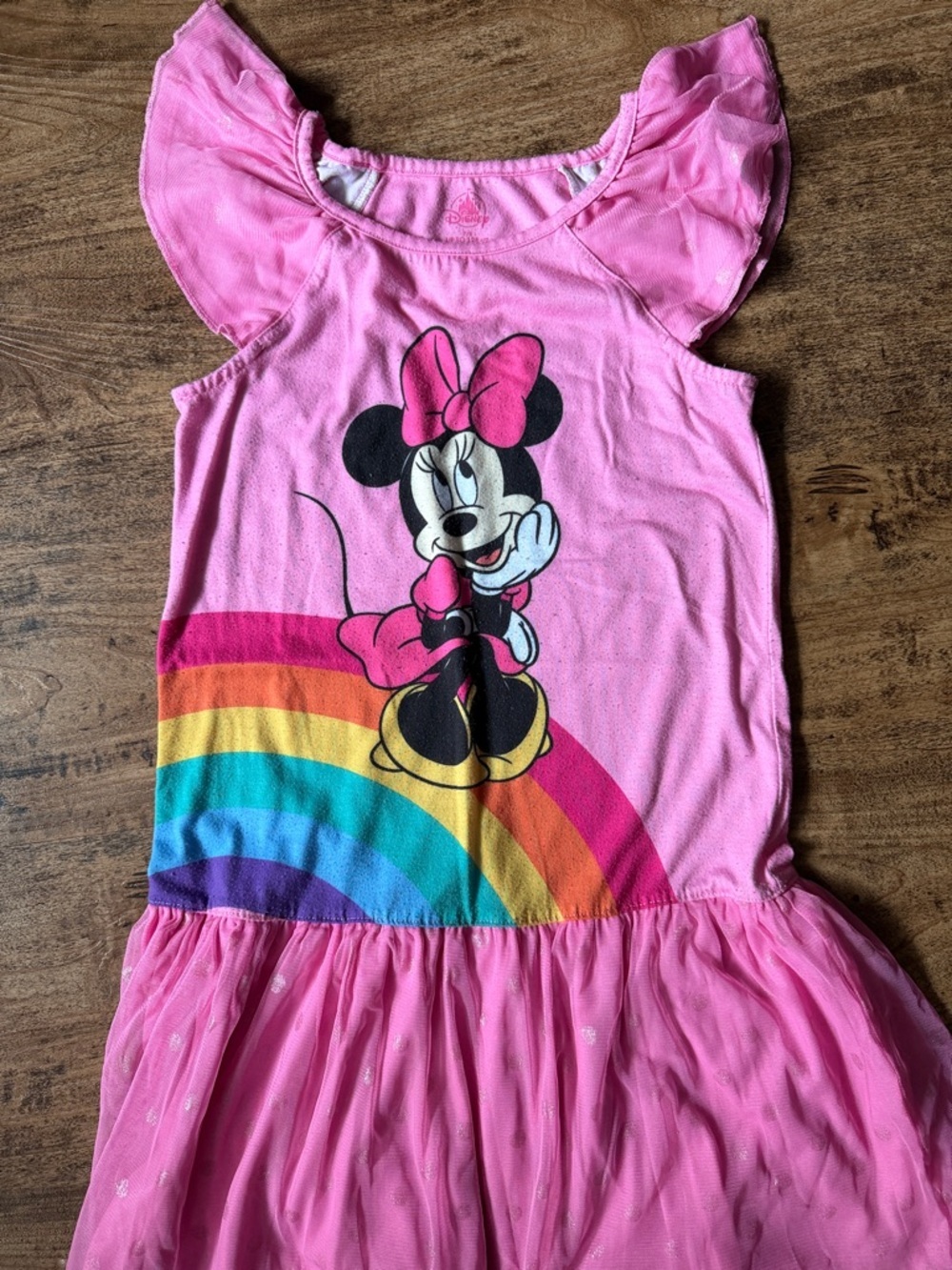 Minnie Mouse Pink Rainbow Tulle Kids Nightgown size 7/8 - Picture 4 of 4
